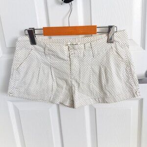 Low Rise White Brown Dot Pleated Short w. Pockets